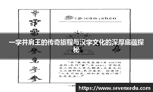 一字并肩王的传奇旅程与汉字文化的深厚底蕴探秘